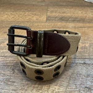 Women’s Khaki Beige Canvas Double-Grommet Belt 40”